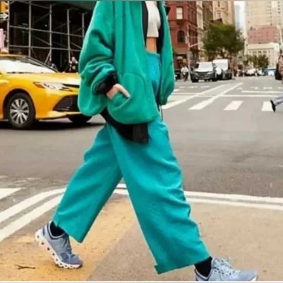 Free people teal textured quilted flip side boho indie core chic pants - Picture 1 of 5